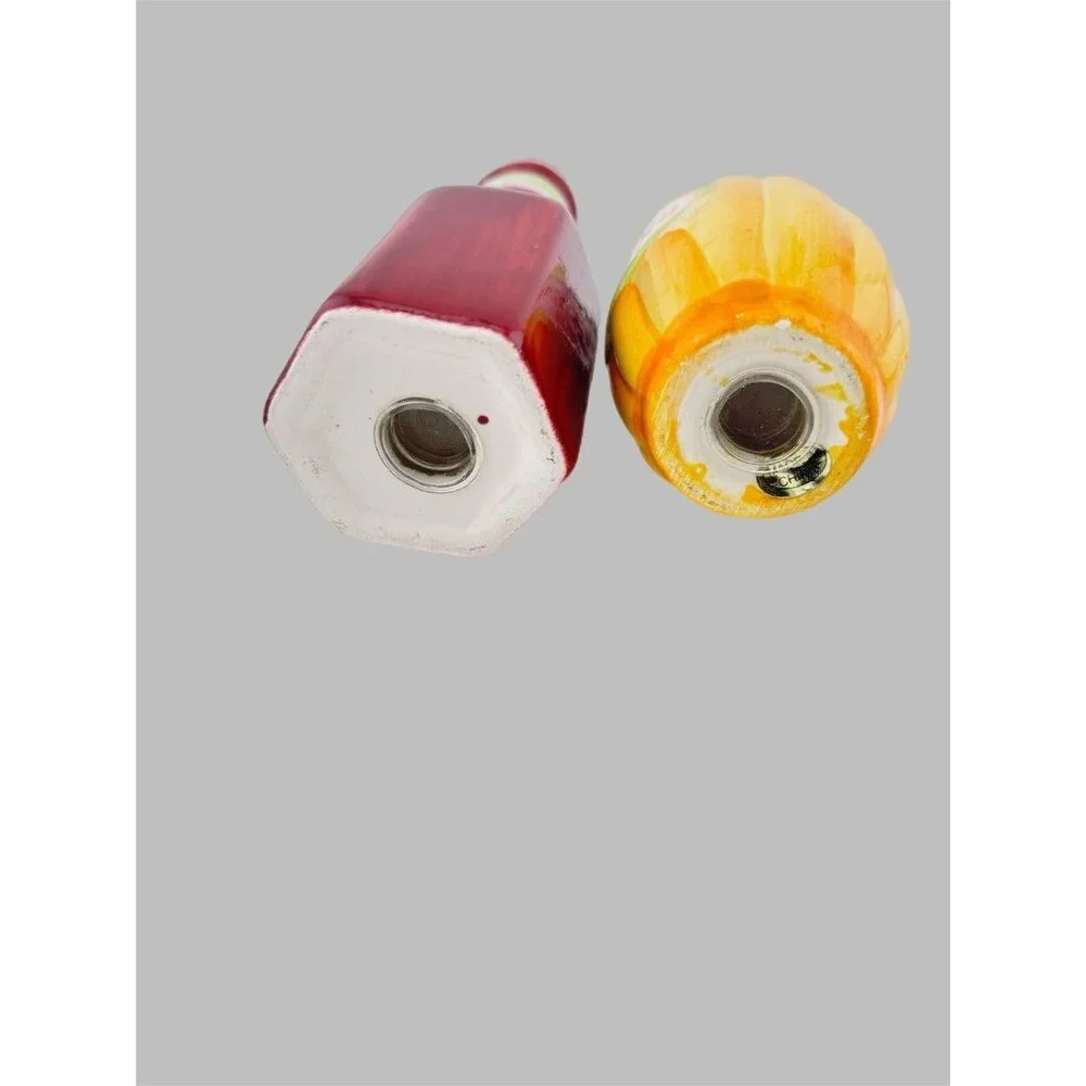 Ceramic Ketchup And Mustard Salt And Pepper Shakers